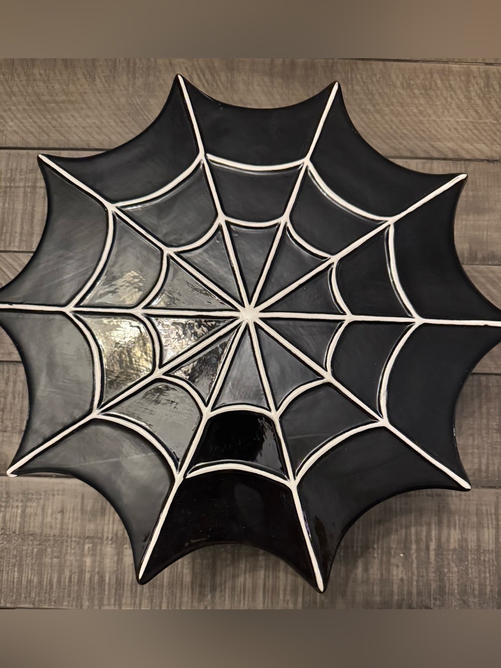 Black & White Spiderweb Ceramic Cupcake Stand Halloween Party Decor